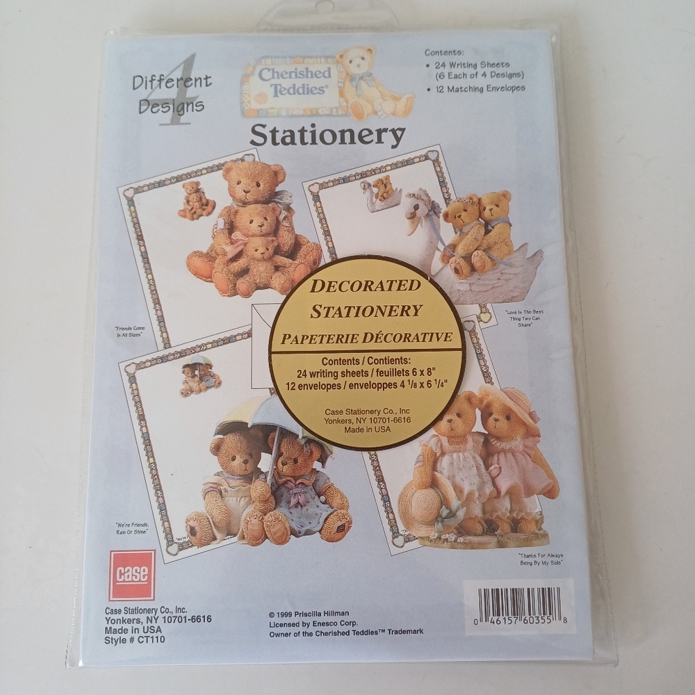 Y2K 1999 Priscilla Hillman Vintage Cherished Teddies Stationery Set